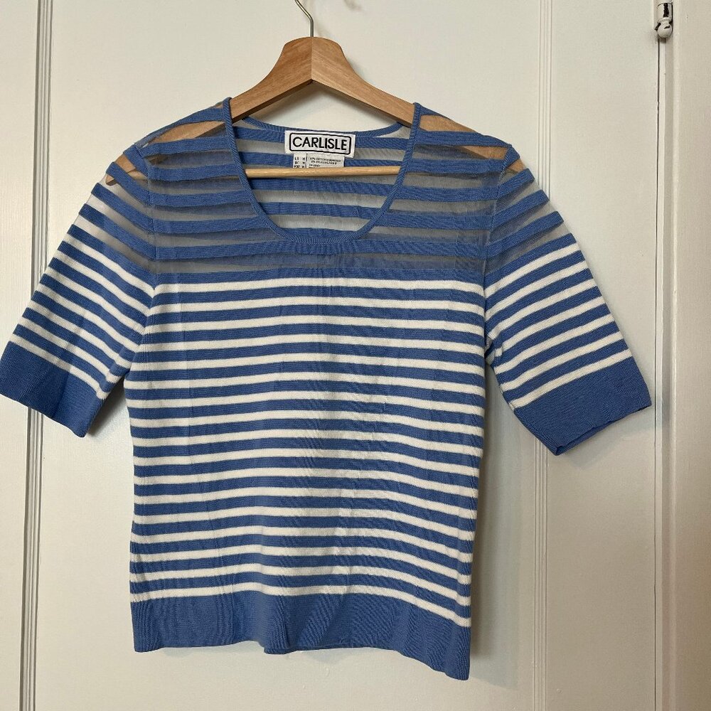 Carlisle Striped Short Sleeve Sweater Top